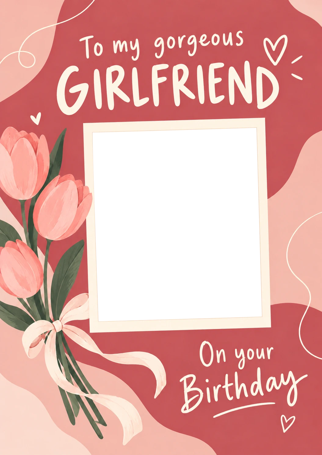 Gorgeous Girlfriend Tulip Bouquet Photo Upload Birthday Card for Her