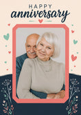Load image into Gallery viewer, Teal Hearts and Floral Photo Upload Anniversary Card
