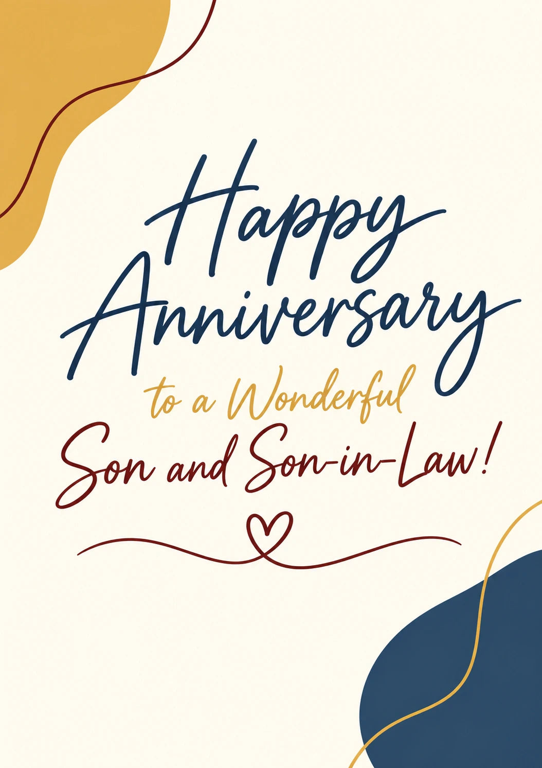 Son and Son-in-Law Happy Anniversary Card
