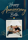 Load image into Gallery viewer, Rainbow Heart Calligraphy Photo Upload Anniversary Card for Him
