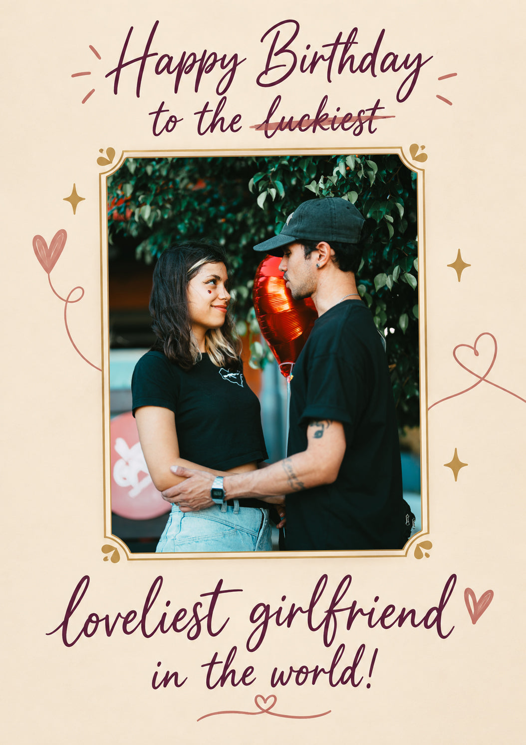 Luckiest Loveliest Girlfriend Photo Upload Birthday Card for Her