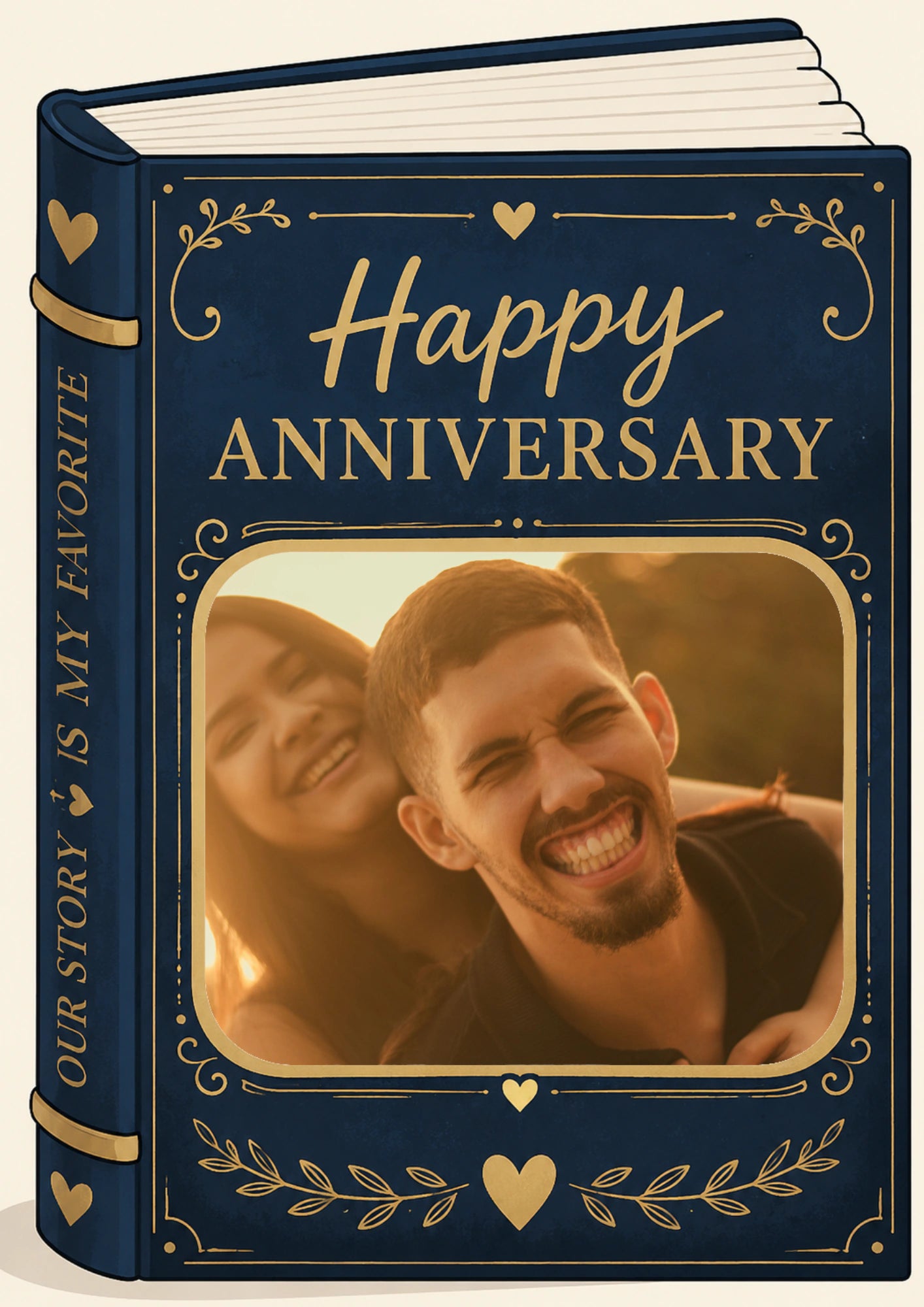 Our Story Is My Favourite Book Photo Upload Anniversary Card