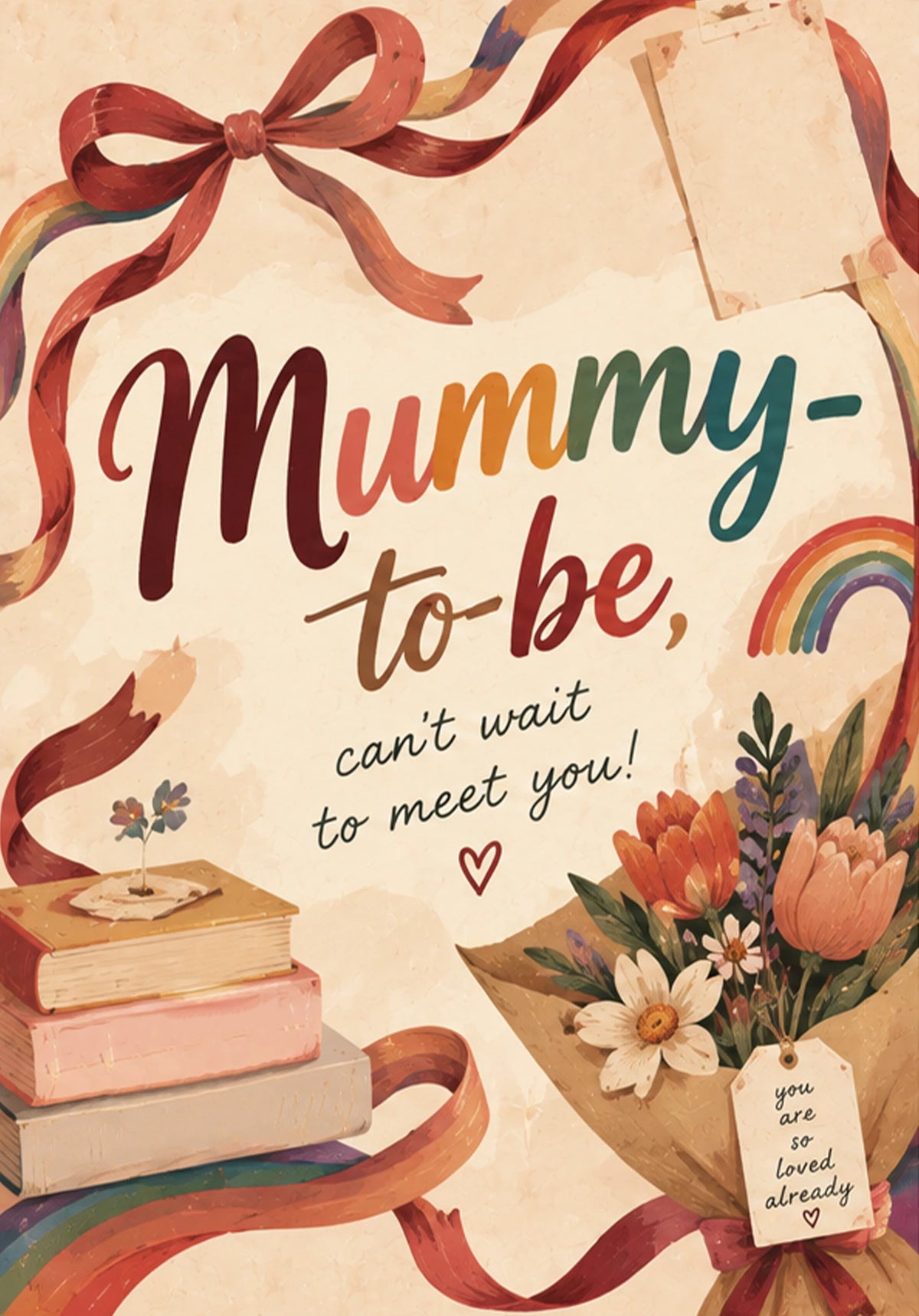 Rainbow Ribbon Mummy-To-Be Birthday Card for Her