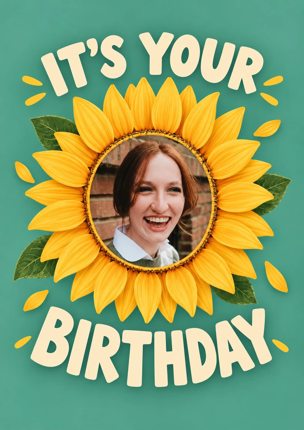 Sunflower Frame Photo Upload Birthday Card for Her