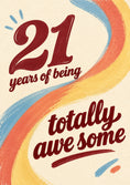 Load image into Gallery viewer, Retro Rainbow Swirl 21st Birthday Card
