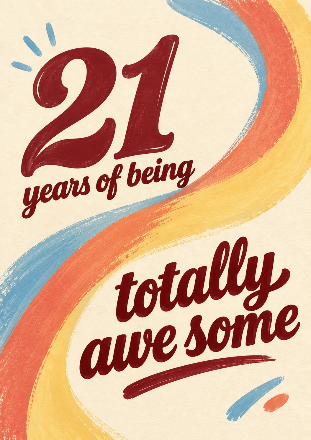 Retro Rainbow Swirl 21st Birthday Card