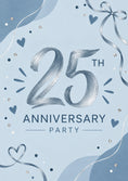 Load image into Gallery viewer, Silver Brush Lettering 25th Anniversary Party Card
