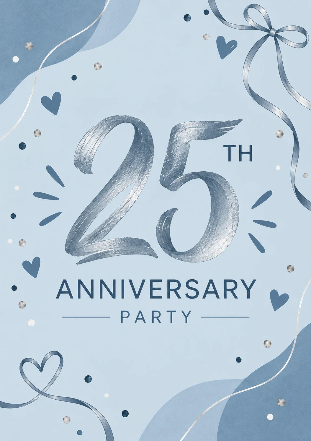 Silver Brush Lettering 25th Anniversary Party Card