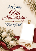Load image into Gallery viewer, Diamond Wedding Anniversary Floral Photo Upload Birthday Card
