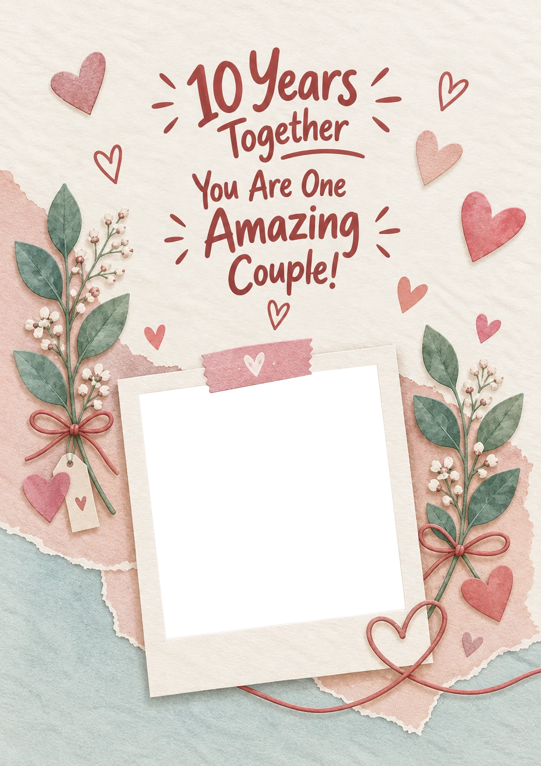 10 Years Together Amazing Couple Photo Upload Anniversary Card