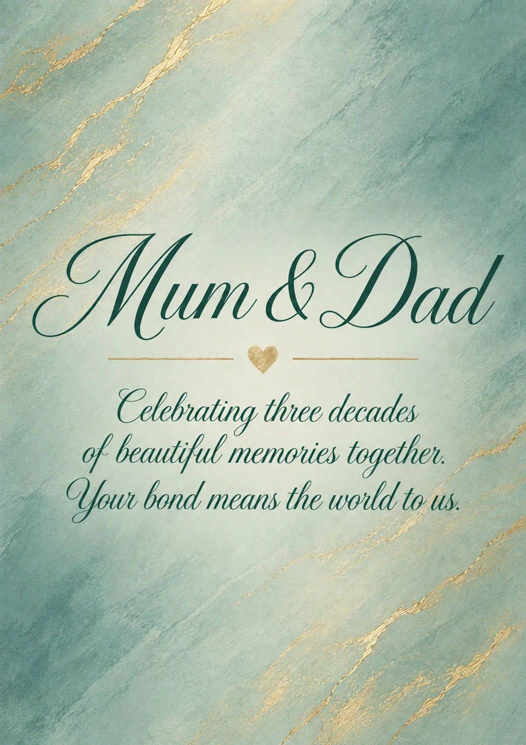 Mum & Dad Green Marble 30th Anniversary Card