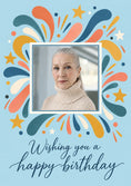 Load image into Gallery viewer, Colourful Burst Confetti Photo Upload 60th Birthday Card for Her
