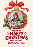 Load image into Gallery viewer, Festive Bauble Holly Photo Upload Christmas Card for Nephew
