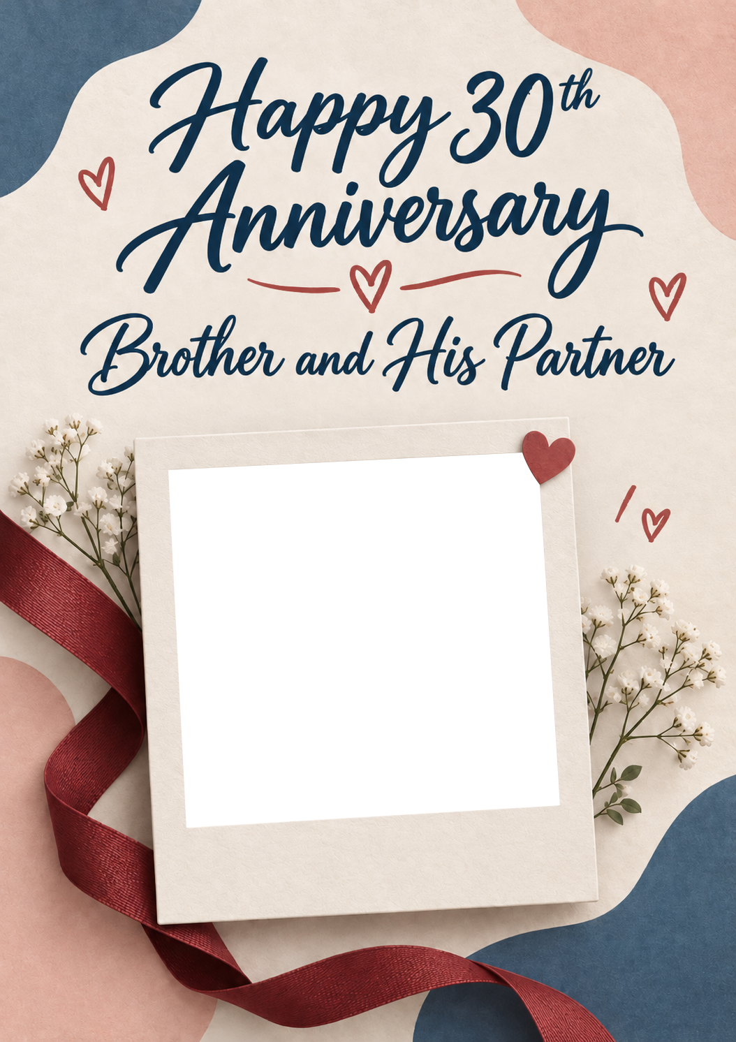 Happy First Anniversary Brushstroke Photo Upload Anniversary Card for Boyfriend