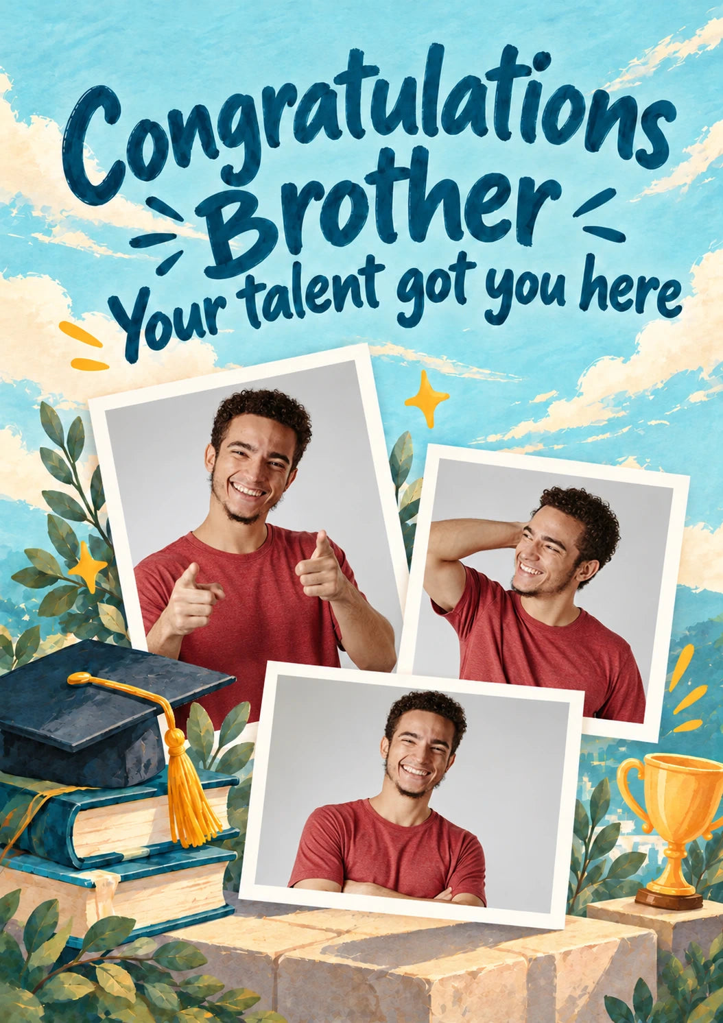 Your Talent Got You Here Multiple Photo Upload Congratulations Card for Brother