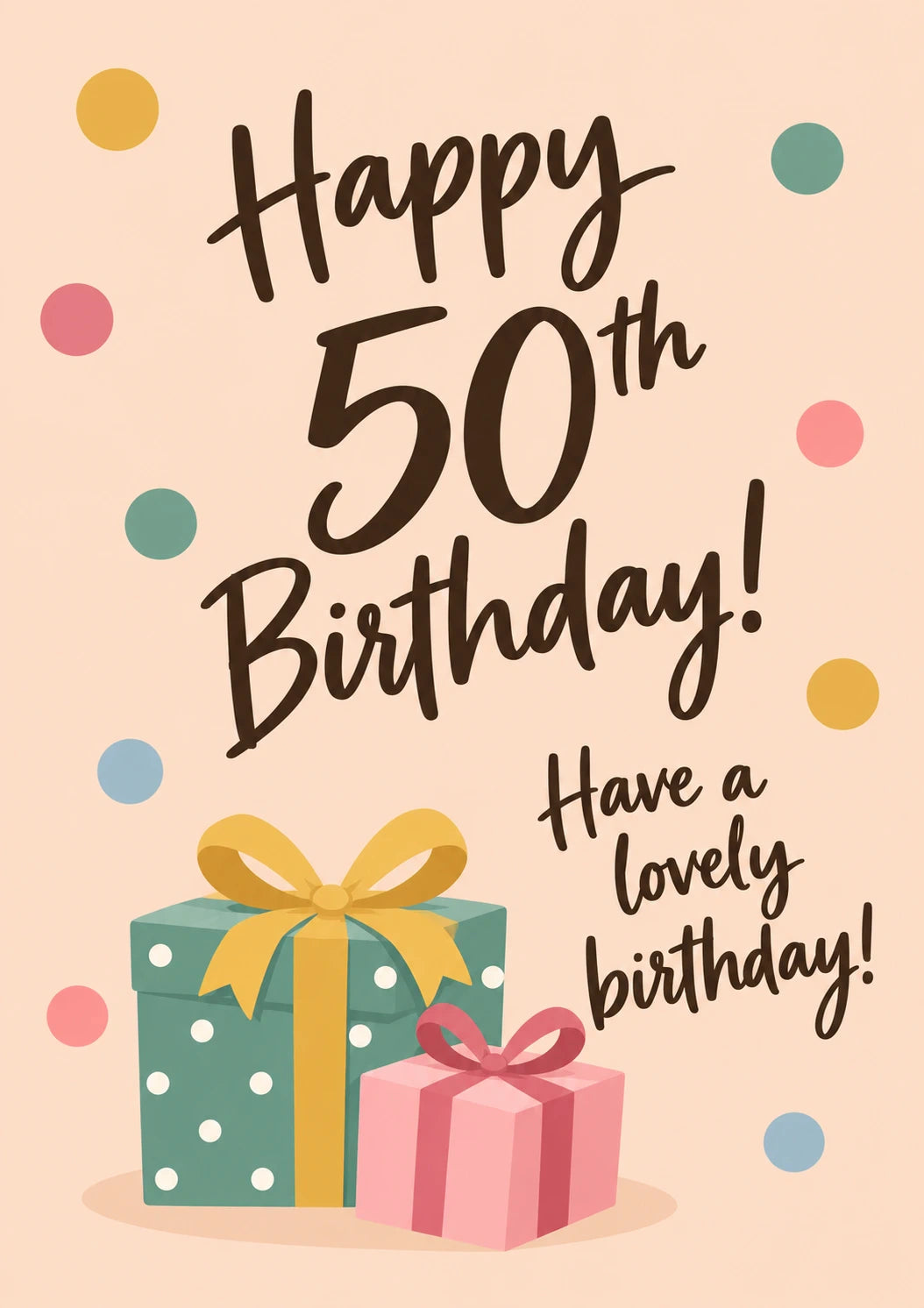 Teal Polka Dot Gifts Happy 50th Birthday Card for Her