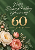 Load image into Gallery viewer, Green Floral Peonies 60th Diamond Wedding Anniversary Card
