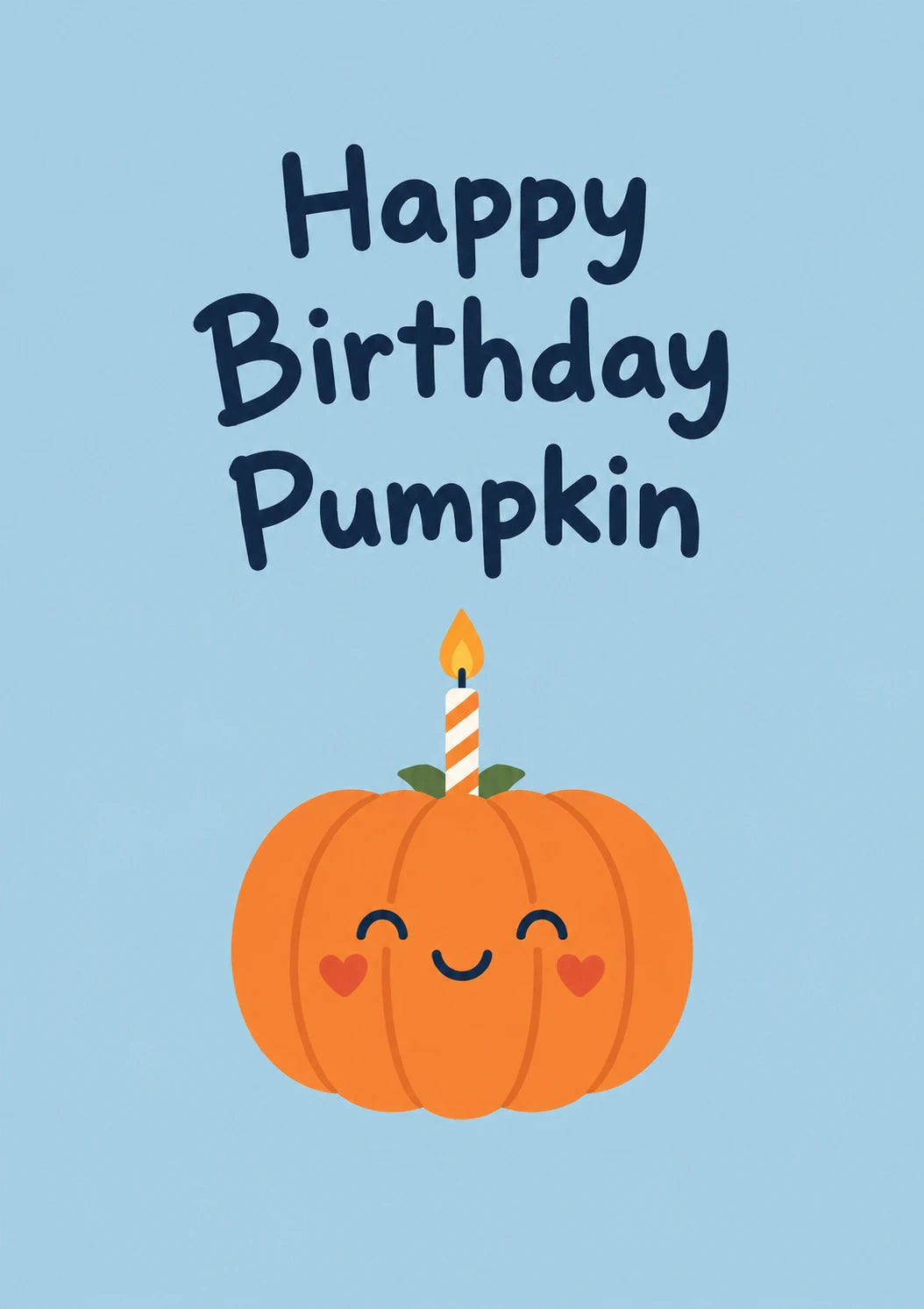 Cute Pumpkin with Candle Halloween Birthday Card
