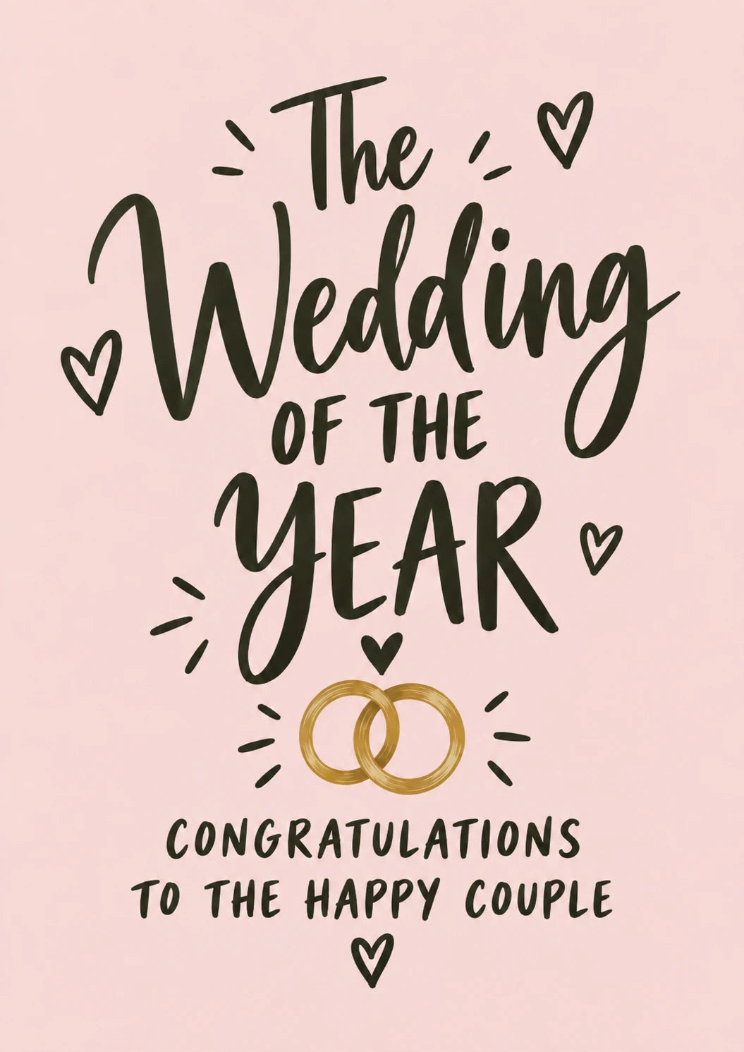 Wedding of the Year Gold Rings Wedding Card