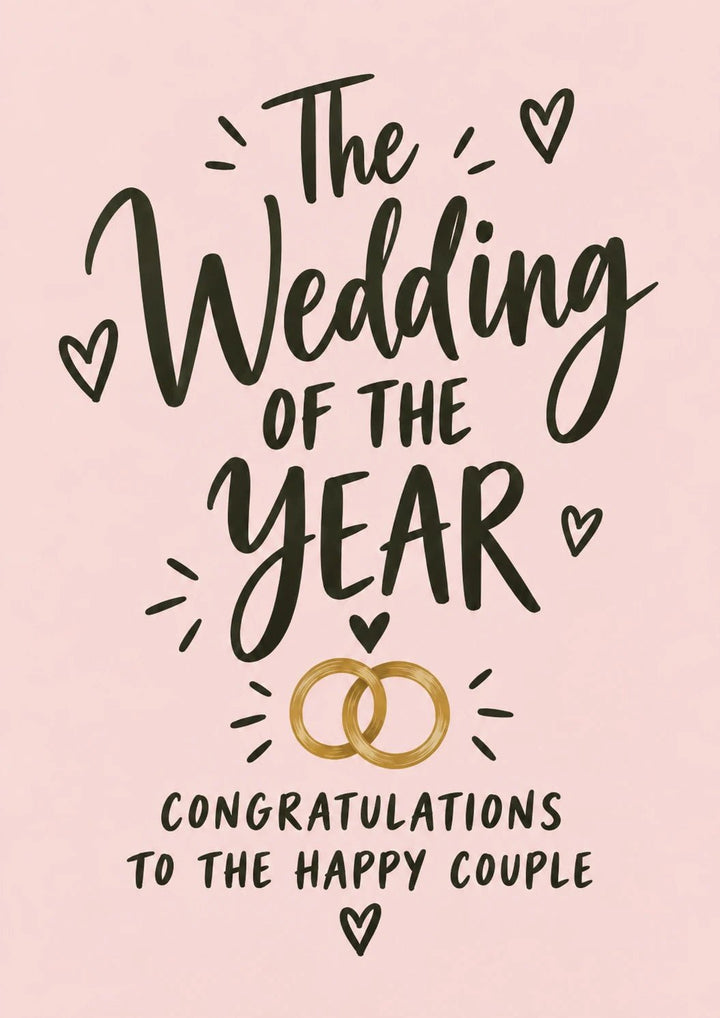 Wedding of the Year Gold Rings Wedding Card