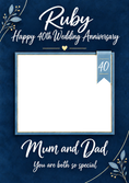 Load image into Gallery viewer, Ruby Blue Floral Photo Upload 40th Anniversary Card
