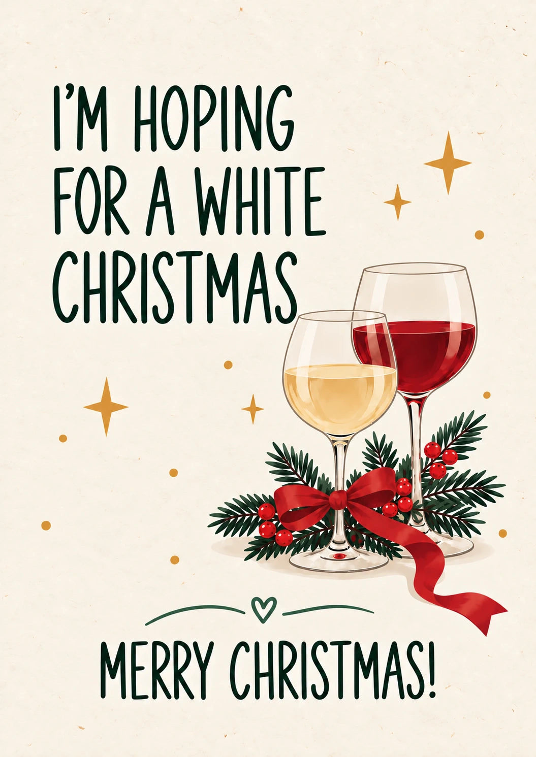 Funny White Wine Christmas Card for Granddaughter