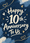 Load image into Gallery viewer, Navy Blue Gold Hearts 10th Anniversary Card for Her
