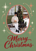 Load image into Gallery viewer, Retro Star Sparkle Photo Upload Christmas Card for Cousin
