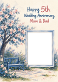 Load image into Gallery viewer, Blooming Garden Bench Photo Upload 5th Anniversary Card for Mum and Dad
