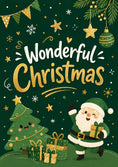 Load image into Gallery viewer, Cute Santa and Christmas Tree Wonderful Christmas Card
