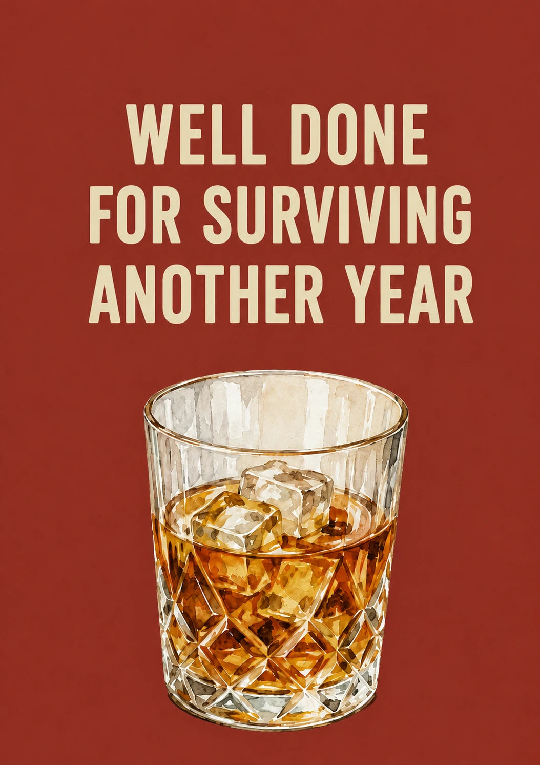 Funny Whisky Glass Surviving Another Year 65th Birthday Card for Him