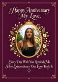 Load image into Gallery viewer, Royal Floral Crown Photo Upload Anniversary Card for Wife
