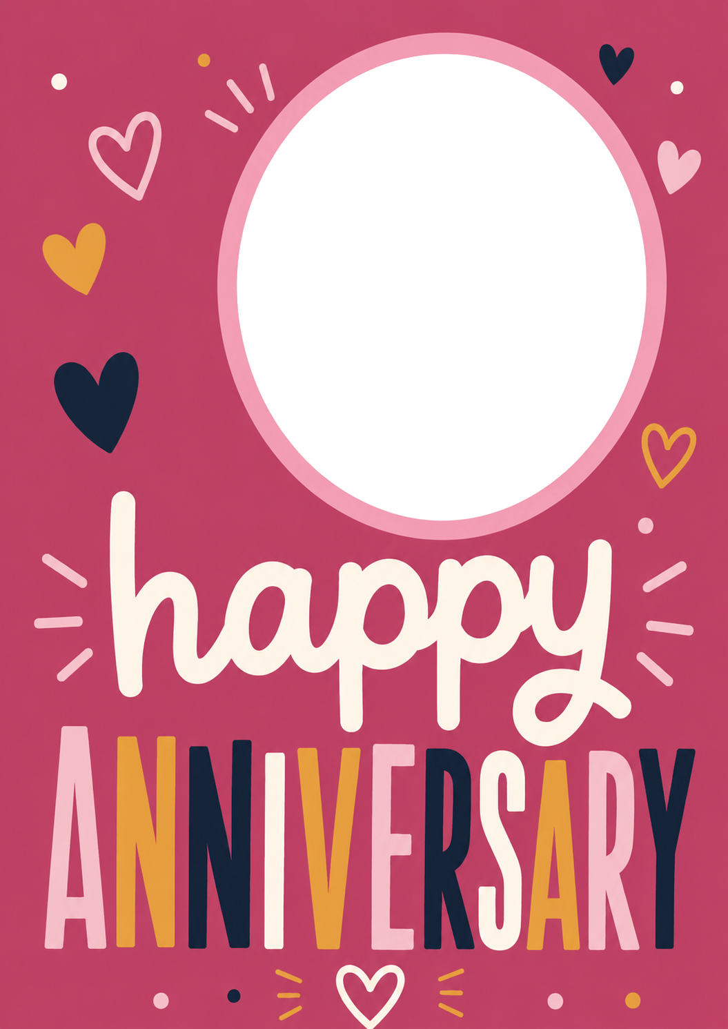 Colourful Hearts Happy Photo Upload Anniversary Card