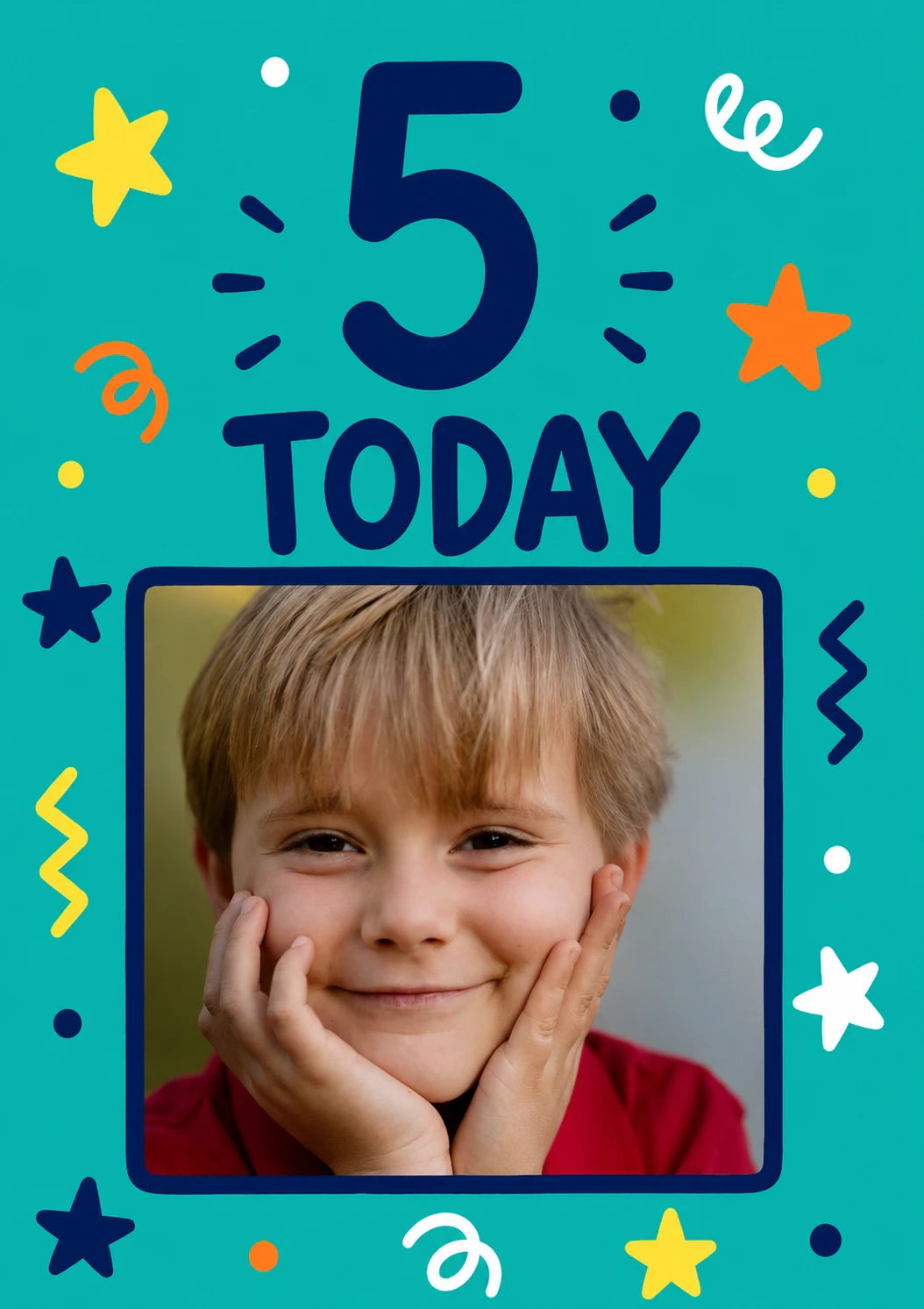 5 Today Colourful Stars Photo Upload 5th Birthday Card