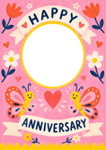 Load image into Gallery viewer, Floral Butterfly Happy Photo Upload Anniversary Card
