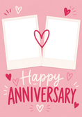 Load image into Gallery viewer, Pink Hearts Polaroid Duo Photo Upload Anniversary Card
