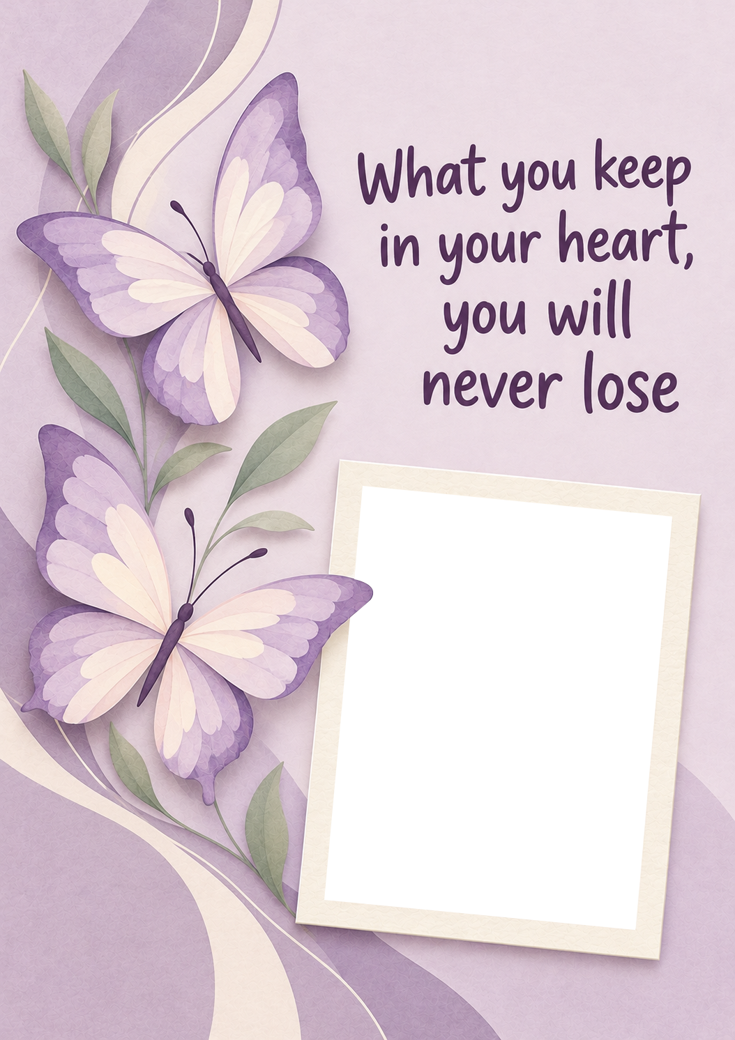 Purple Butterfly From the Heart Photo Upload Sympathy Card for Best Friend
