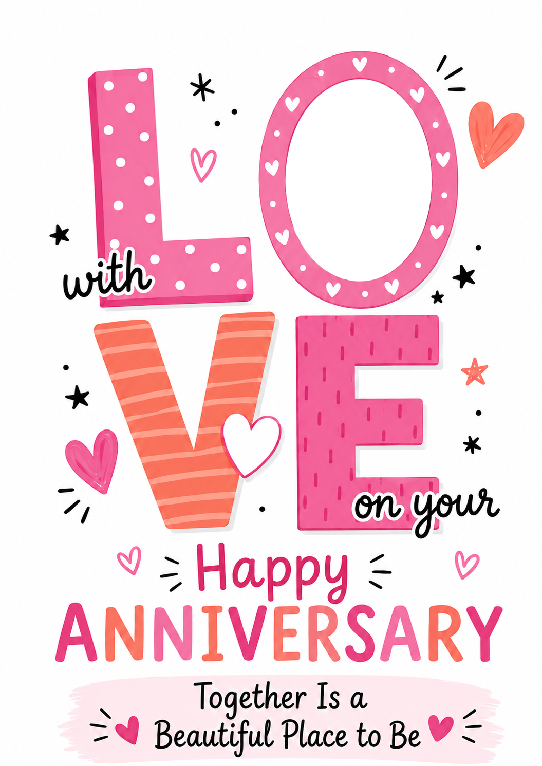 With Love Bold Letters Photo Upload Anniversary Card