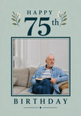 Load image into Gallery viewer, Teal Botanical 75th Photo Upload Birthday Card for Him
