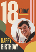 Load image into Gallery viewer, 18 Today Retro Geometric Photo Upload Birthday Card
