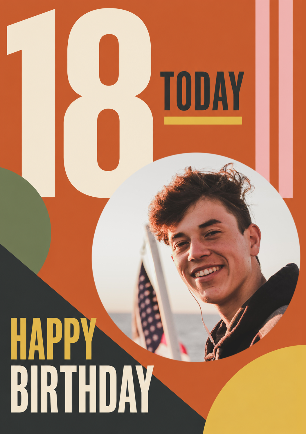 18 Today Retro Geometric Photo Upload Birthday Card
