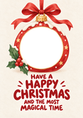 Load image into Gallery viewer, Festive Bauble Holly Photo Upload Christmas Card for Nephew
