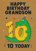 Load image into Gallery viewer, Crocodile 10th Birthday Card for Him
