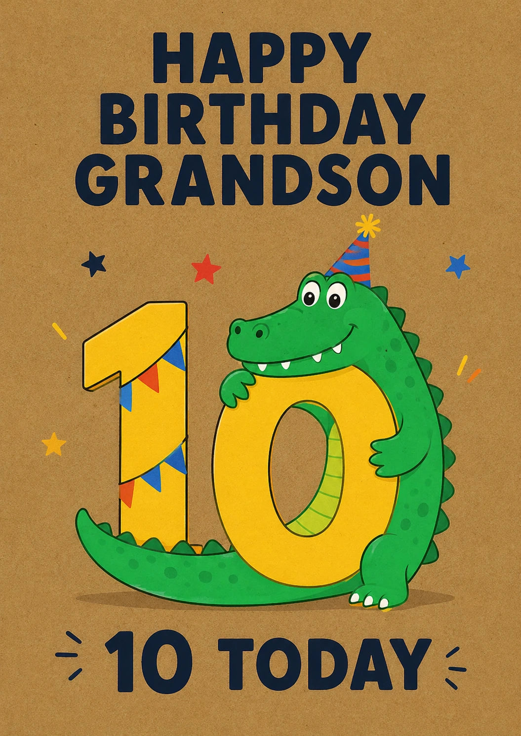 Crocodile 10th Birthday Card for Him