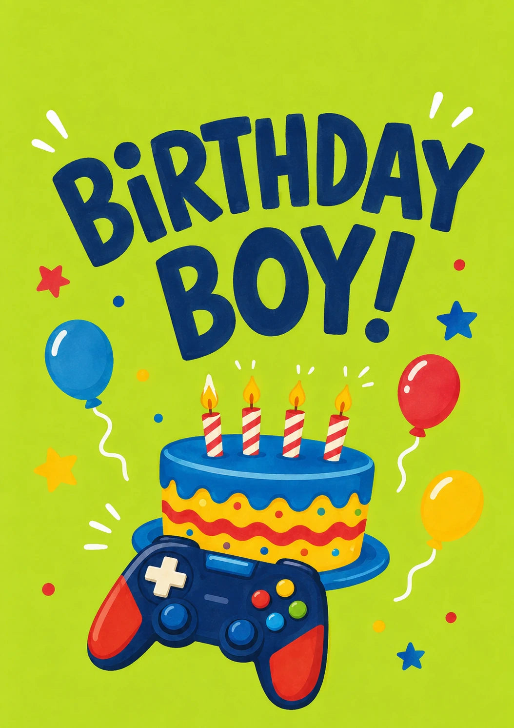 Gaming Controller Cake 7th Birthday Card for Him