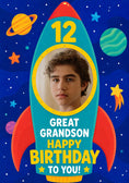 Load image into Gallery viewer, Space Rocket 12th Photo Upload Birthday Card for Him
