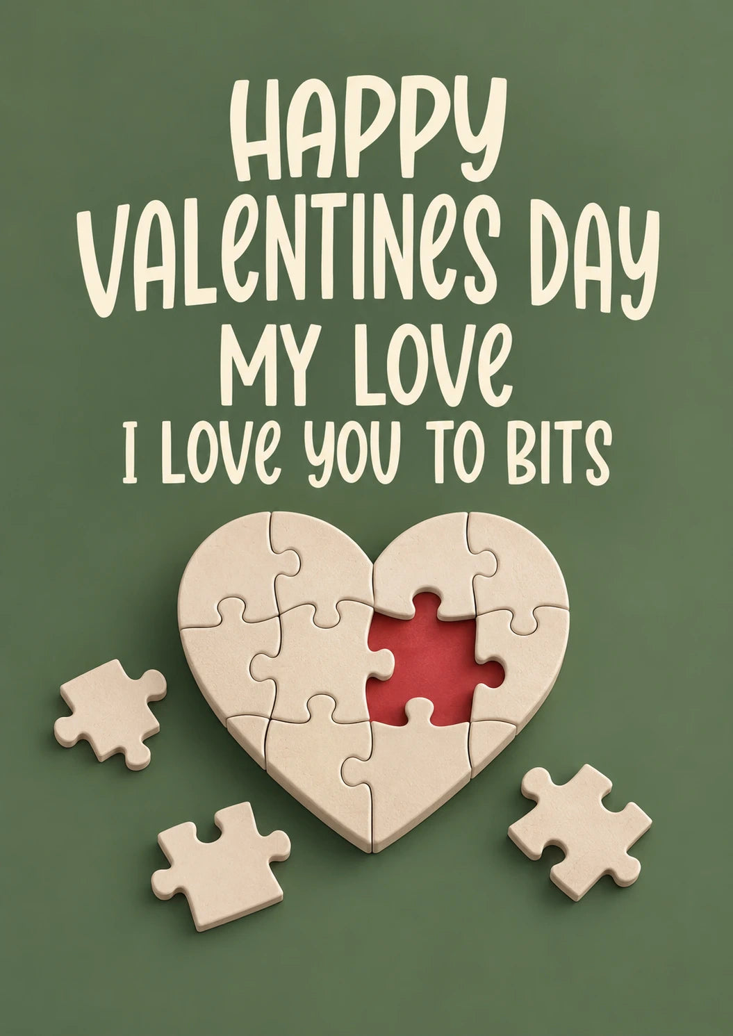 Puzzle Heart I Love You to Bits Valentine's Day Card for Husband