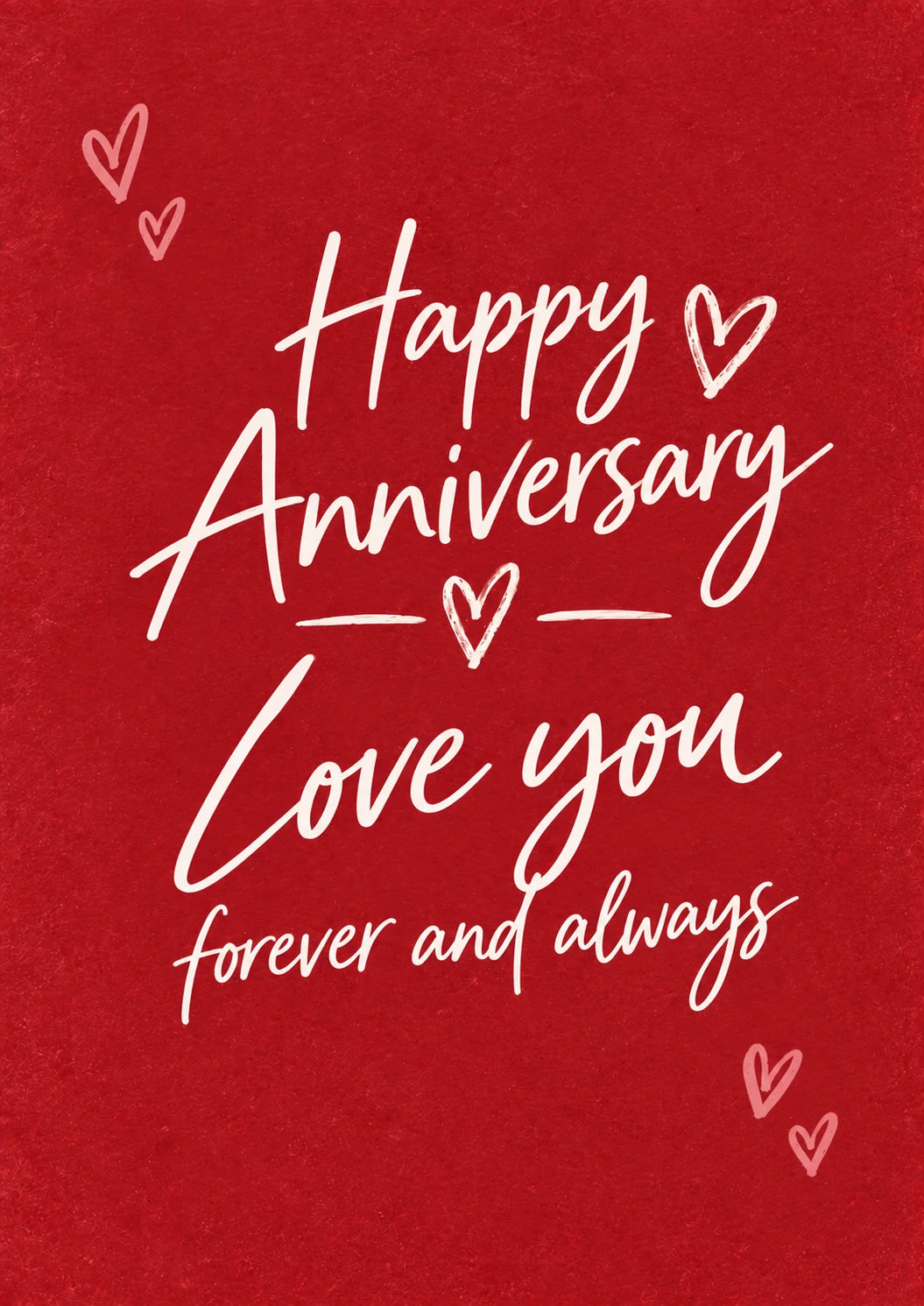 Red Script Hearts Love You Forever Anniversary Card for Him