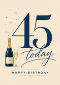 Load image into Gallery viewer, Navy Gold Champagne 45th Birthday Card
