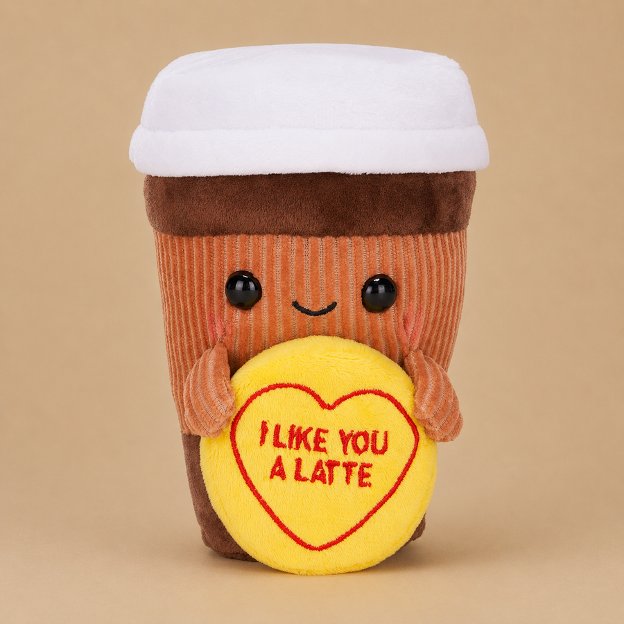 18cm Swizzels Love Hearts "I LIKE YOU A LATTE" Coffee Cup Plush Soft Toy